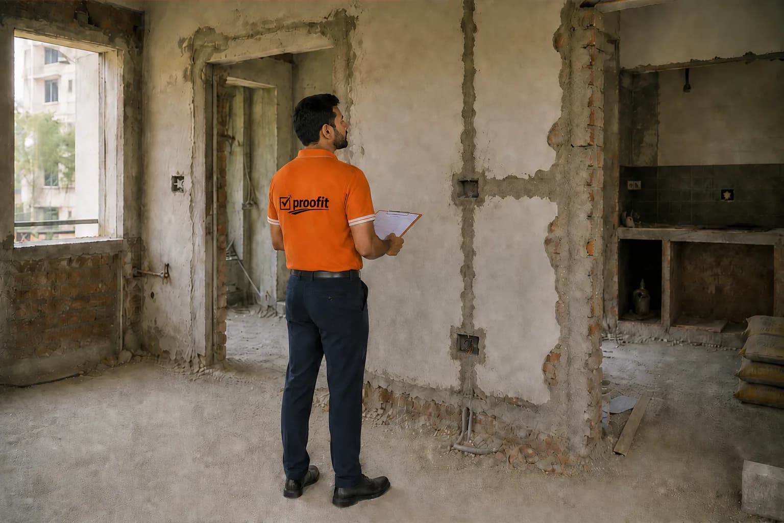 Proofit inspector checking finishes after renovation work