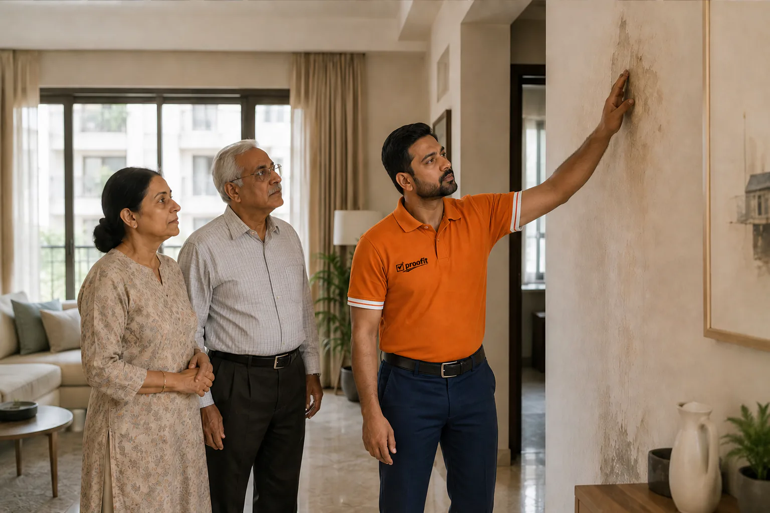 Proofit inspector examining the condition of a resale apartment